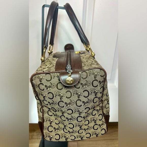 Vintage CELINE Boston Bag Brown and Cream Monogram with Leather Accents - Picture 3 of 12